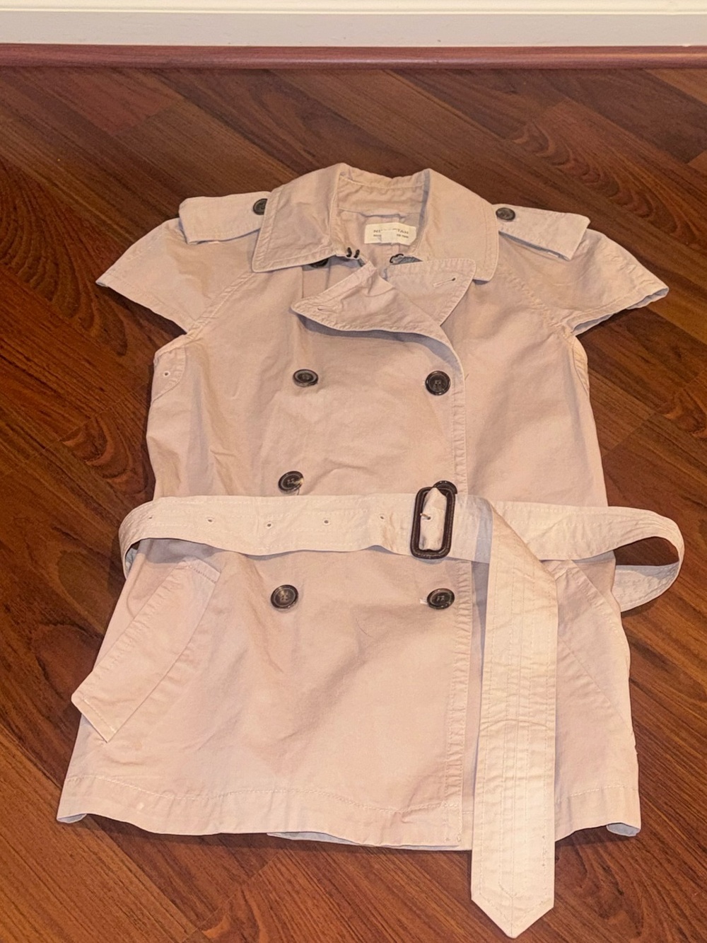Nili Lotan Made in New York Double Breasted Belted Sleeveless Trench Vest Jacket